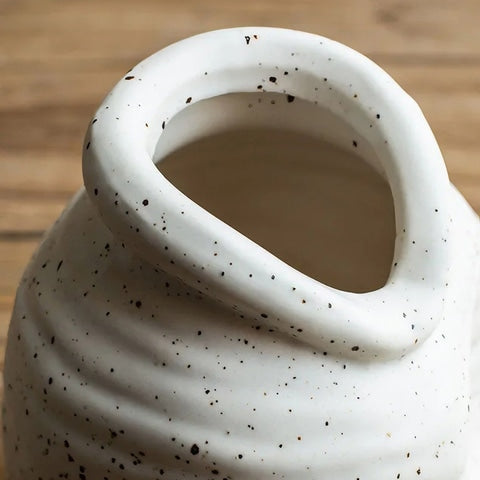 Vase Vintage Blanc Moucheté