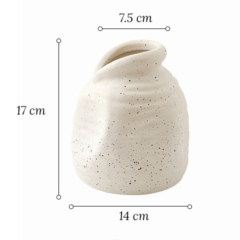 Vase Vintage Blanc Moucheté