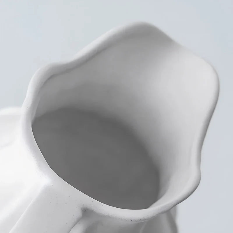 Vase Vintage Cruche Blanche Striée