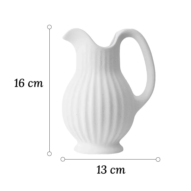Vase Vintage Cruche Blanche Striée