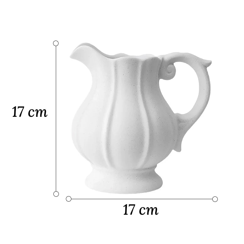 Vase Vintage Cruche Blanche Striée