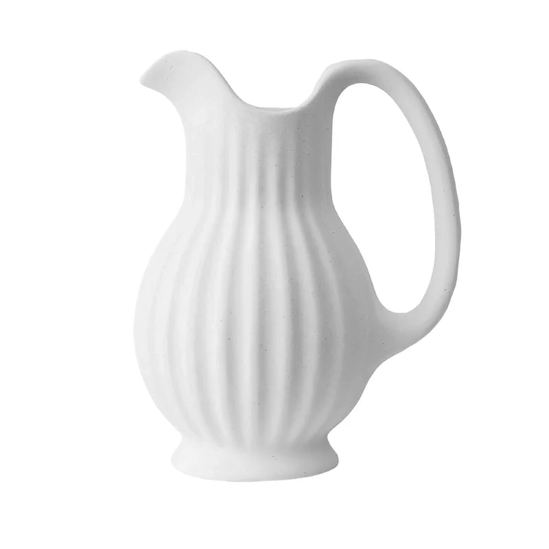 Vase Vintage Cruche Blanche Striée