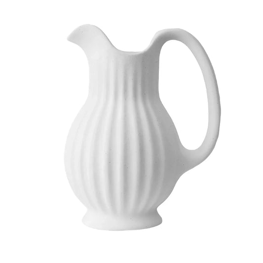 Vase Vintage Cruche Blanche Striée