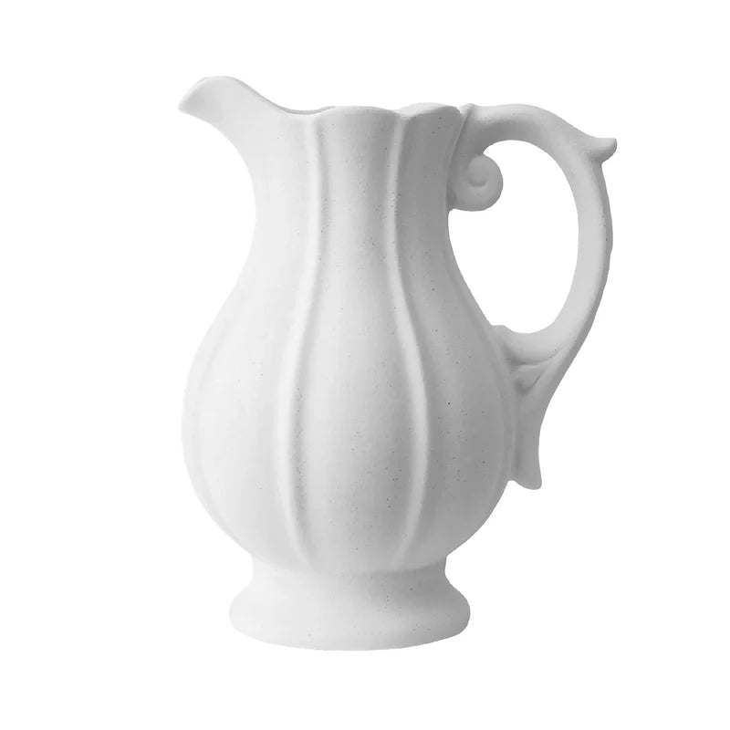 Vase Vintage Cruche Blanche Striée