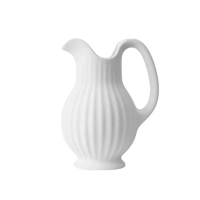 Vase Vintage Cruche Blanche Striée