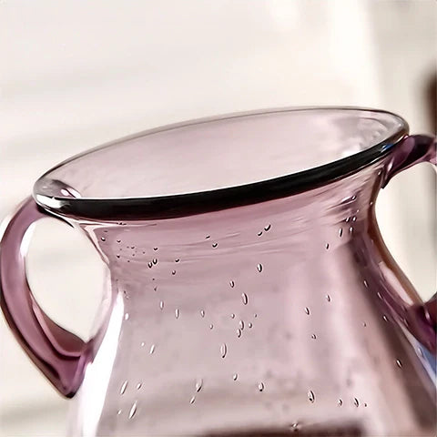 Vase Violet Verre Bullé avec Anses