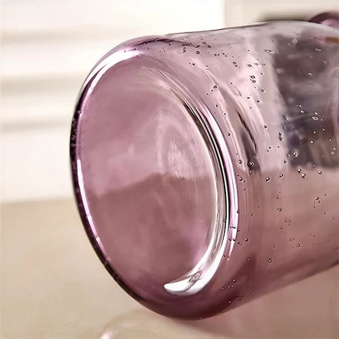 Vase Violet Verre Bullé avec Anses