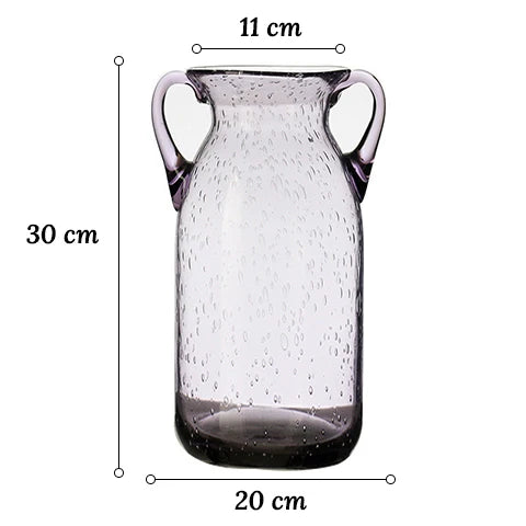 Vase Violet Verre Bullé avec Anses