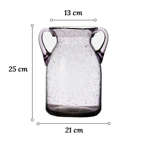 Vase Violet Verre Bullé avec Anses