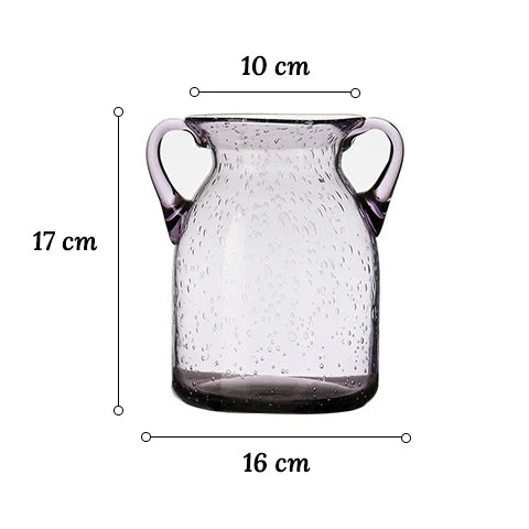Vase Violet Verre Bullé avec Anses