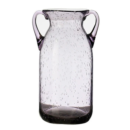 Vase Violet Verre Bullé avec Anses