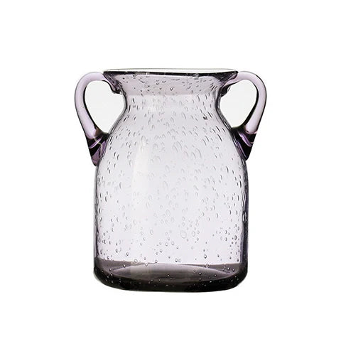 Vase Violet Verre Bullé avec Anses