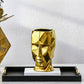 Vase Visage Design Doré