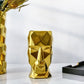 Vase Visage Design Doré