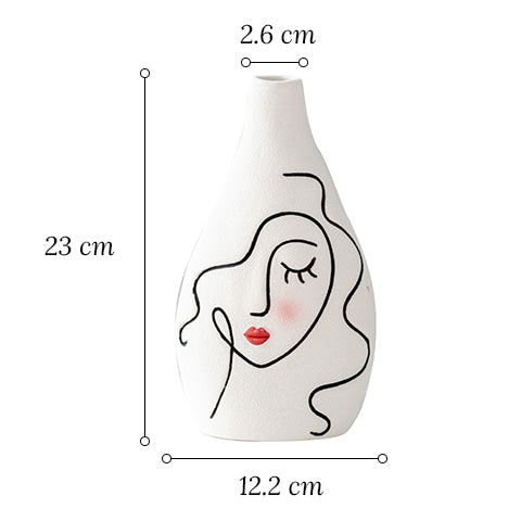 Vase Visage Femme Peint à la Main