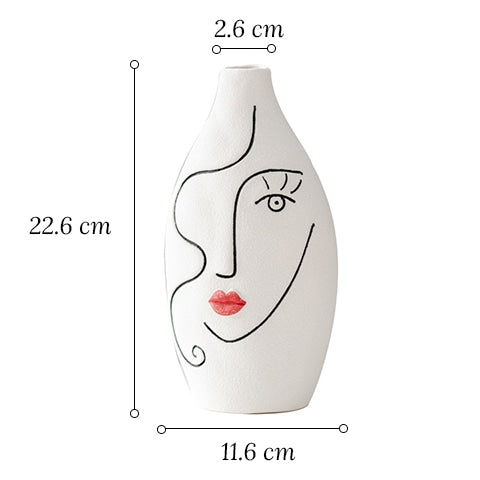 Vase Visage Femme Peint à la Main