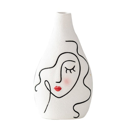 Vase Visage Femme Peint à la Main