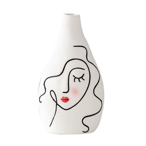 Vase Visage Femme Peint à la Main
