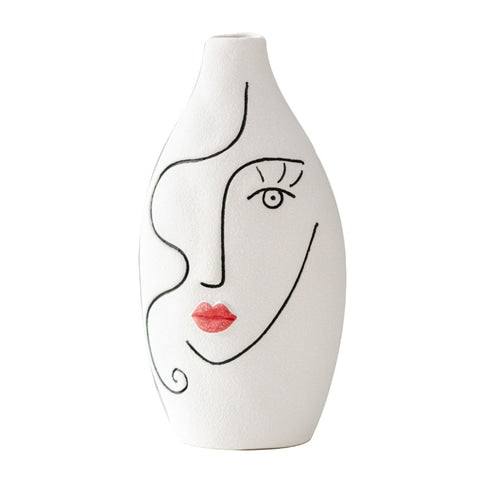 Vase Visage Femme Peint à la Main