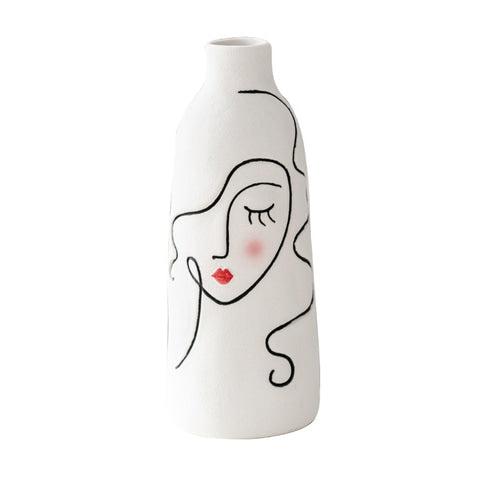Vase Visage Femme Peint à la Main