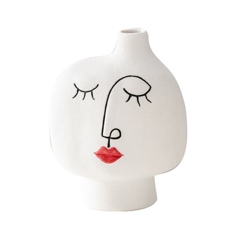 Vase Visage Femme Peint à la Main