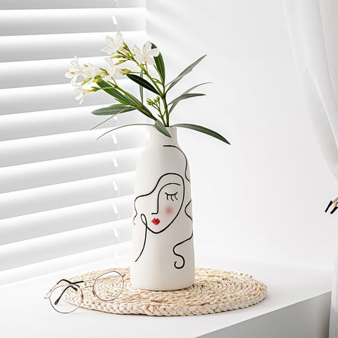 Vase Visage Femme Peint à la Main
